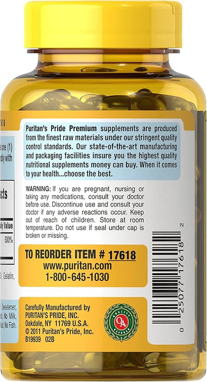 Puritan's Pride Vitamin D3 50mcg (2,000 IU) Bolsters Immune Health for Support of Immune Health and Healthy Bones and Teeth 200 Softgels (Pack of 2)