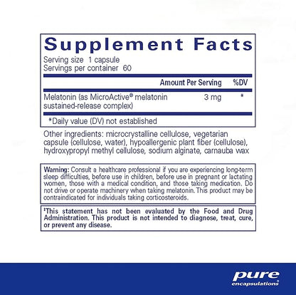 Pure Encapsulations Melatonin-SR - Extended Release Melatonin - Supports Restful Sleep* - Sleep Supplement - Gluten Free & Vegan - 60 Capsules