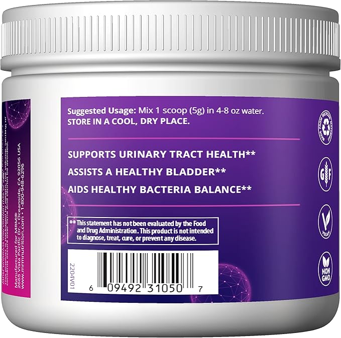 MRM Nutrition D-Mannose + Cranberry | Cranberry Flavored | Urinary Tract + Bladder Health | Low-Sugar | Gluten Free + Vegan | 40 Servings