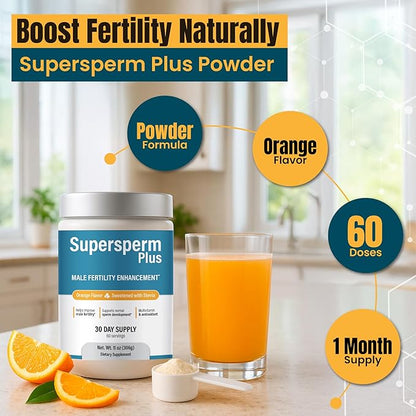 Male Fertility Supplement with L-Carnitine and L-Arginine, Preconception Fertility Formula for Optimal Count & Healthy Volume Production,1 Month Supply (60 doses) in Powder.