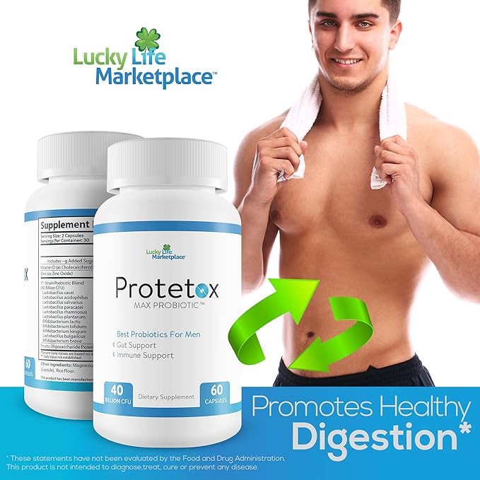 Protetox Max Probiotic - Premium Probiotic Formula - Help Reduce Gut Bloat & Support Digestive Health - Natural Immune Support - Best Probiotics for Men & Women, Pack of 1