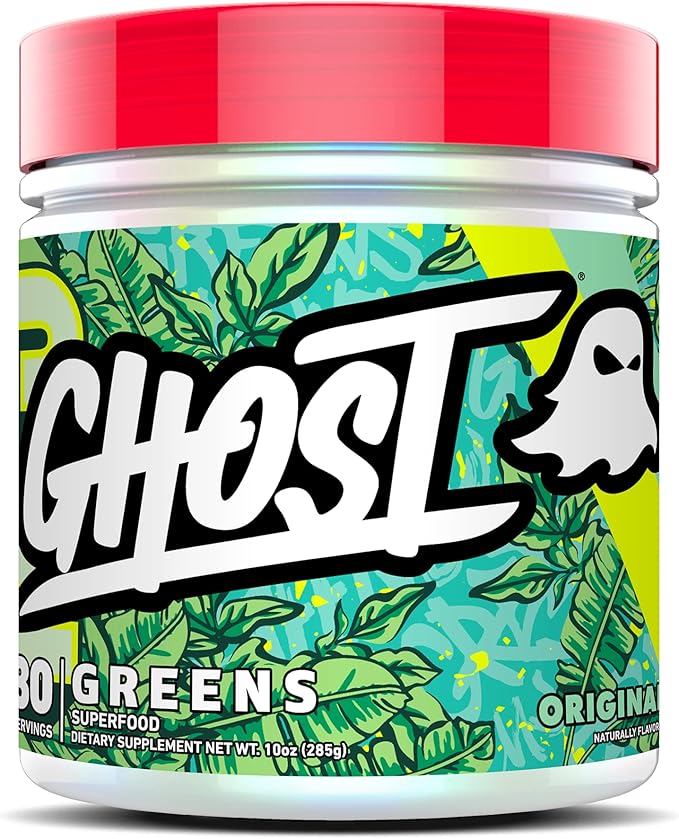 GHOST Greens Powder, Original - 30 Servings - 19 Superfood Greens & Reds Powder, Fruits, Vegetables, Spirulina, & Chlorella, Prebiotics, 10 Billion CFU Probiotic & Digestive Enzymes - Gluten-Free