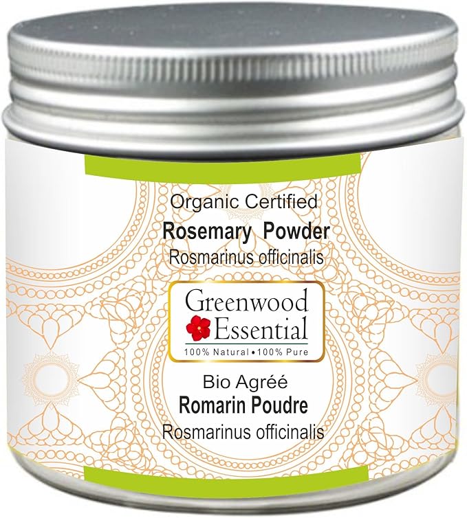 Pure Rosemary Powder (Rosmarinus officinalis) Organic Certified 100% Natural Therapeutic Grade 200gm (7.05 oz)