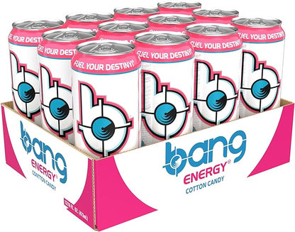 Bang Energy Cotton Candy, Sugar-Free Energy Drink, 16-Ounce (Pack of 12)