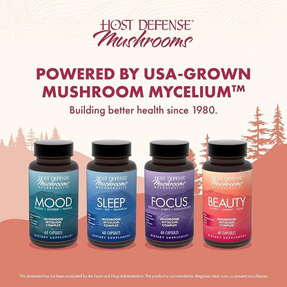 Host Defense MycoBenefits Beauty Capsules - Supplement for Healthy Hair & Nail Strength - Skin Elasticity & Health Aid - Mushroom Supplement with Biotin & Hyaluronic Acid - 60 Capsules (30 Servings)