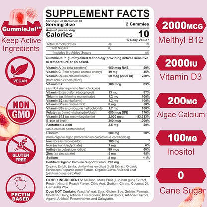 2Pack Vegan Vitamin D3 5000IUK2 Gummies+ 2Pack Methylated Multivitamin for Women Gummies