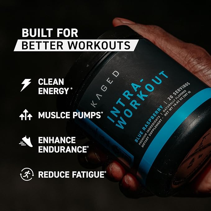 Kaged Intra-Workout Powder | in BCAAs, L-Citrulline & Beta-Alanine for Endurance | 124mg Organic PurCaf® Caffeine | Coconut Water Powder | 20 Servings | Cherry Limeade