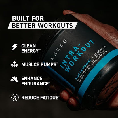 Kaged Intra-Workout Powder | in BCAAs, L-Citrulline & Beta-Alanine for Endurance | 124mg Organic PurCaf® Caffeine | Coconut Water Powder | 20 Servings | Cherry Limeade