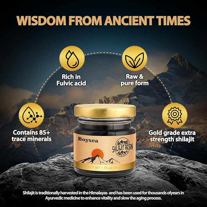 Pure Himalayan Shilajit Resin | 600 mg 80+ Servings| 85+ Trace Minerals & 75%+ Fulvic Acid for Focus & Energy| Zero Sugar| Gold Grade Pure Shilajit for Men & Women - 1.76 Oz