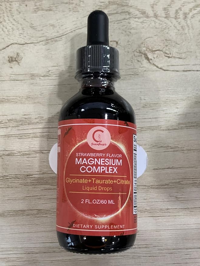 Triple Magnesium Complex Liquid Drops, Magnesium Supplement with Magnesium Glycinate, Taurate & Citrate, Calcium, Potassium, Non-GMO, Cranberry Flavor, 2 Fl OZ