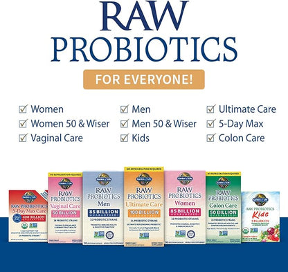 Garden of Life Organic Probiotic Powder for Women and Men - Raw Probiotics 5-Day Max Care 400 Billion CFU - 5-Day Support for Digestive and Immune Health - 2.4 oz Powder