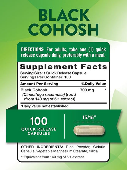 Nature's Truth Black Cohosh | 100 Capsules | Root Extract | Non-GMO & Gluten Free Supplement