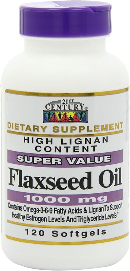 21st Century Flaxseed Oil 1000 Mg Softgels, 120-Count (22871) (Pack of 2)