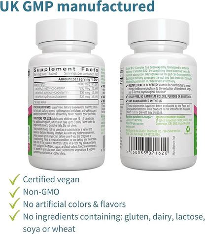 Vegan Omega-3 + Super B12-Complex 1000mcg Vegan Bundle, Sustainable EPA & DHA Algae Oil 1340mg + High Absorption Sublingual Vitamin B12 With Methylcobalamin, Adenosylcobalamin & Hydroxocobalamin, by I
