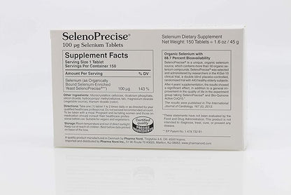 SelenoPrecise | World's Only Pharmaceutical-Grade Organic Selenium Supplement | Guaranteed 88.7% Absorption | Thyroid Support, Immune System, Prostate Protection & Heart Health | Selenium 100 mcg tabs