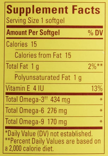 Nature Made Triple Omega 3 6 9 - Fish, Flaxseed, Safflower & Olive Oils - 180 Softgels