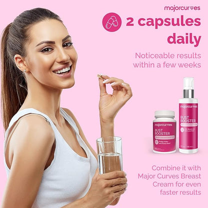 Bust Booster Breast Enhancement Pills – Natural Supplement for Breast Growth, Firmness, Fuller Shape, Curvier Bust, Rounder Cleavage, Volume Boost – Made in USA