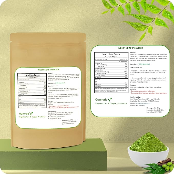 Neem Leaf Powder - 50g | Organic Thai Herbal Supplement