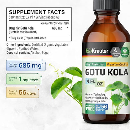 BIO KRAUTER Gotu Kola Tincture 4 Fl. Oz. & Bacopa Tincture 4 Fl. Oz.