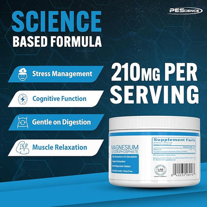 PEScience Mag-GP, Magnesium Glycerophosphate Chelate, 60 Servings, High Absorption, Improved Sleep, Stress Relief & Cramp Support