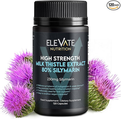 Milk Thistle - 288 mg, 80% Silymarin Extract - 120 Vegan Capsules - Dietary Health Supplement May Support Liver Wellness & Digestive Comfort