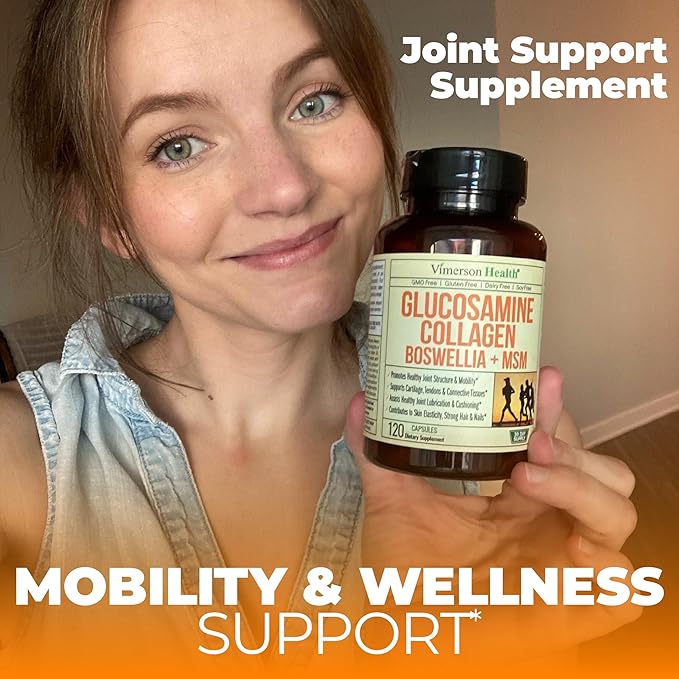Glucosamine Chondroitin MSM with Collagen Powder. Joint Support Supplement. Bromelain, Quercetin, L-Methionine & Boswellia Extract capsules. Joint Supplement + Hair Skin and Nails Vitamins. 2 Pack