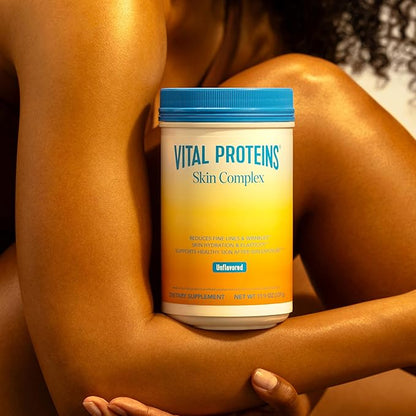 Vital Proteins Collagen Peptides for Women - 20g Hydrolyzed Collagen, Vitamin C, Hyaluronic Acid, Reduce Fine Lines & Wrinkles, Verisol & Holimel - Skin Complex Supplement, Unflavored 11.9oz Powder
