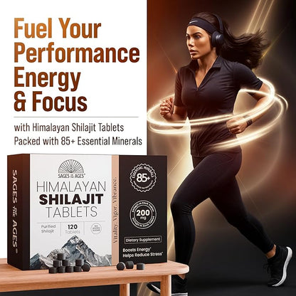 Shilajit Tablets for Men - Gold Grade - No Added Sugar - 120 Dry Drops - Organic - Lab Tested