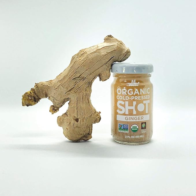 AllWellO Cold-Pressed Ginger Shot, 60 mL, USDA Organic Booster with Natural (6 Pack)