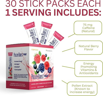 Youngevity Pollen Burst Energy Drink - Strawberry Acai 30 Count Box