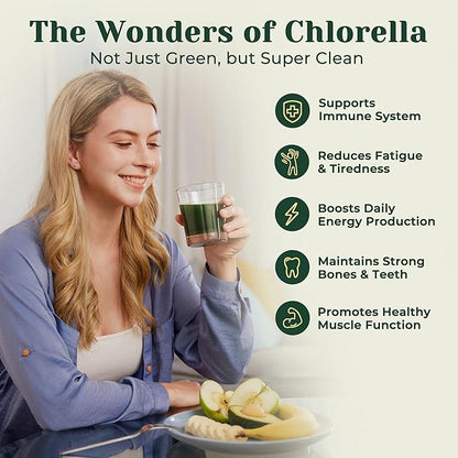 Organic Chlorella, Australian | Advanced BioDynamic Cracked Cell Wall | Chlorophyll-Rich, Vitamins, Minerals, CGF | Supports Good Health, Wellbeing | 200g Powder