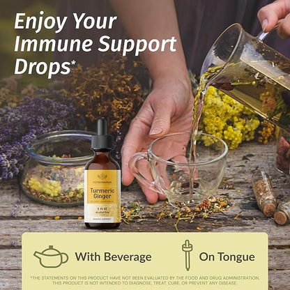 HERBAMAMA Turmeric Ginger and Goldenseal Kit - Bundle of Turmeric Ginger Tincture 2 fl oz and 700 mg Goldenseal Root Capsules - Vegan, Non GMO, Sugar & Alcohol-Free - 2 Pack