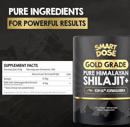 Pure Himalayan Shilajit Resin - Over 85% Fulvic Acid & Large Jar w/ 125 Servings - Probably The Purest Shilajit on The Market - US Lab Tested for Authentic Himalayan (Large Jar, Gold-Grade Shilajit)
