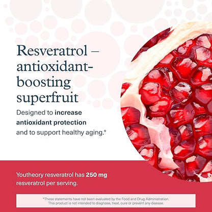 Youtheory Resveratrol Advanced Antioxidant Formula - Premium Antioxidant Supplement with Super-Fruit Blend - Contains ResVida - Dairy, Soy & Gluten Free - 290 Tablets