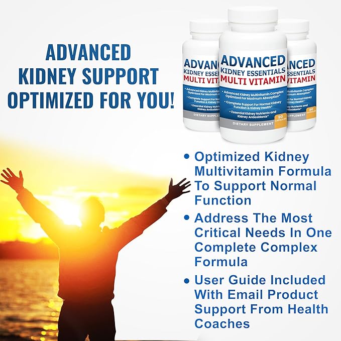 Advanced Kidney Essentials Multivitamin. Kidney Support Supplement for Complete Kidney Health. Kidney Health Supplement with Renal Vitamins 30 Caps