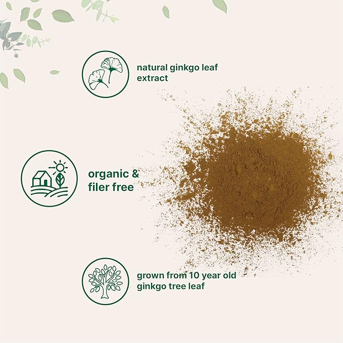 Micro Ingredients Raw Organic Ginkgo Biloba Powder, 8 Ounce (18 Months Supply), Filler Free, Supports Brain Function and Mental Alertness, No GMOs and Vegan Friendly