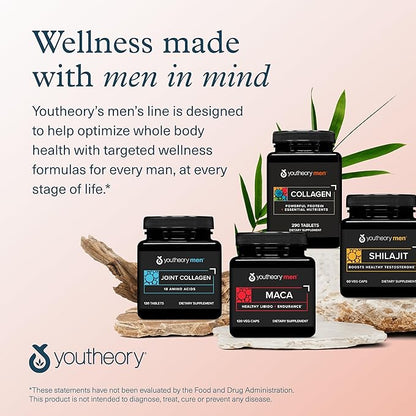 Youtheory Men's Collagen - 5,000 mg Collagen - Daily Supplement for Men - for Hair & Skin Support* - Gluten, Soy & Dairy Free - 290 Tablets