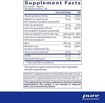 Pure Encapsulations PureGenomics B-Complex - Broad Spectrum B Vitamin Support for Genetic Expression, Cellular Function, Hormone Production & Energy Metabolism* - with Vitamin B12 & B6-120 Capsules