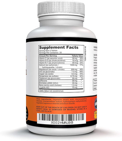 Premium Calcium Bone Support Complex - Complete Bone Health Formula with Vitamin D3, Magnesium, Zinc & Boron - Advanced Calcium Absorption Supplement - 90 Tablets
