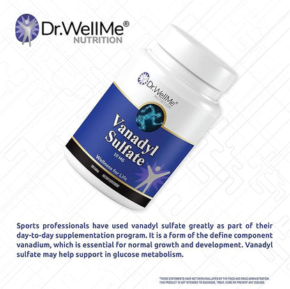 Dr.WellMe Vanadyl Sulfate Supplement 10 mg – 100 Tablets – Maintains Healthy Blood Sugar Level – Non-GMO, Gluten-Free Tablets for Blood Sugar & Glucose Support