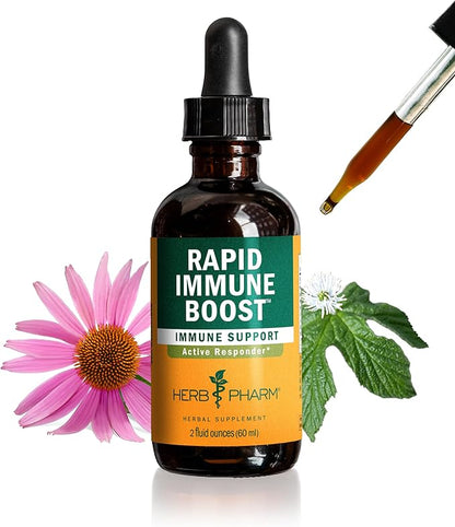 Herb Pharm Organic Rapid Immune Boost: Fast-Absorbing Tincture for Adults, Echinacea Tincture with Goldenseal, Ginger Extract & Elderberry, Immune Support Supplement & Wellness Aid, 2 Oz