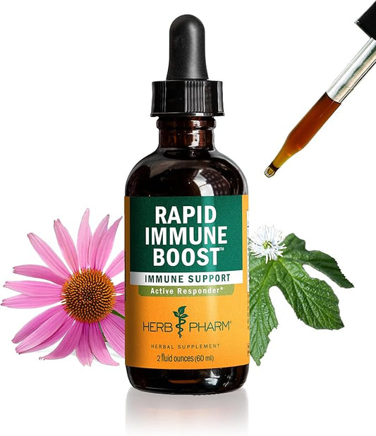 Herb Pharm Organic Rapid Immune Boost: Fast-Absorbing Tincture for Adults, Echinacea Tincture with Goldenseal, Ginger Extract & Elderberry, Immune Support Supplement & Wellness Aid, 2 Oz