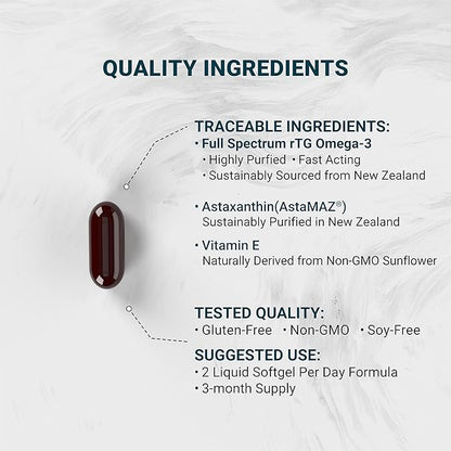 Ultimate rTG Omega 3 Fish Oil 1800mg from Wild New Zealand Tuna - Full Spectrum Omega3s EPA, DHA & DPA - Sustainably Sourced, Non-GMO, Gluten Free - 180 Softgels