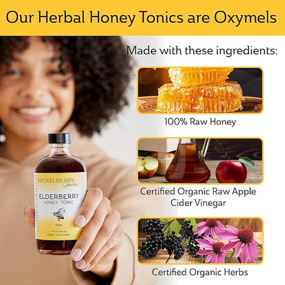 Mickelberry Gardens Elderberry Honey Tonic, Sambucus Syrup, Black Elderberry - Immune Support for Adults and Kids, 8 Ounces (Pack of 2)