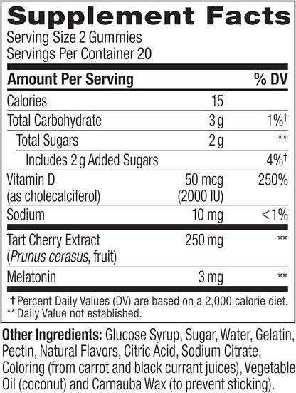 OLLY Muscle Recovery Sleep Gummies, Sleep and Sore Muscle Support, 3mg Melatonin, Tart Cherry, Vitamin D, Berry Flavor - 40 Count