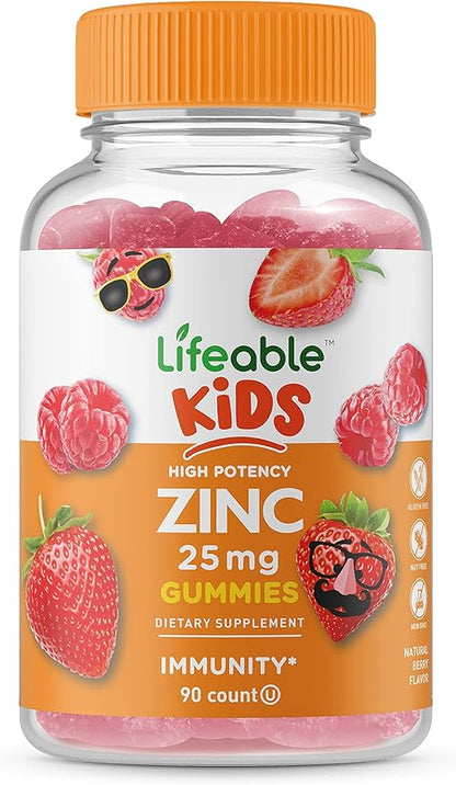 Lifeable Zinc 25mg Kids + Phosphatidylserine (PS) Kids, Gummies Bundle - Great Tasting, Vitamin Supplement, Gluten Free, GMO Free, Chewable Gummy