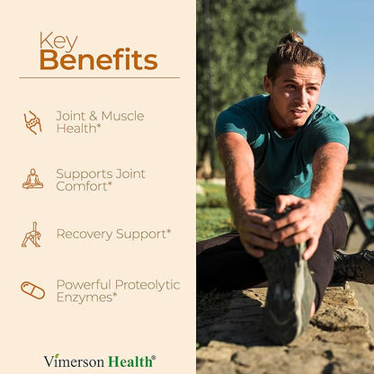 Joint Support Supplement with Bromelain, Serrapeptase & Papaya Enzymes - Proteolytic Enzymes for Digestion & Recovery - Digestive Enzyme & Joint Complex for Men & Women - 60 Delayed Release Capsules