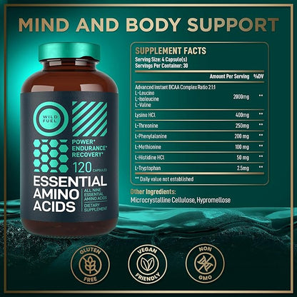 WILD FUEL Essential Amino Acid Supplement and Vegan Vitamin B12 Liquid Energy Bundle