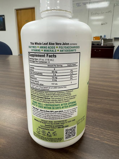 Miracle of Aloe Ultra Aloe Vera Juice, 1 Qt. 4 Pack, Whole Leaf, Pure, Filtered, Certified for Content and Purity (Gallon)