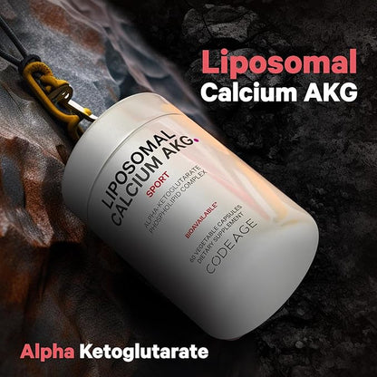 Codeage Liposomal Calcium AKG Supplement - Calcium Alpha-Ketoglutarate - 2-Month Supply - Liposomal Delivery - 1 Capsule Per Serving - Non-GMO, Gluten-Free - 60 Capsules